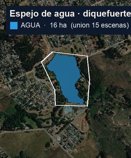 Espejo de agua del Dique del Fuerte detectado por satélite