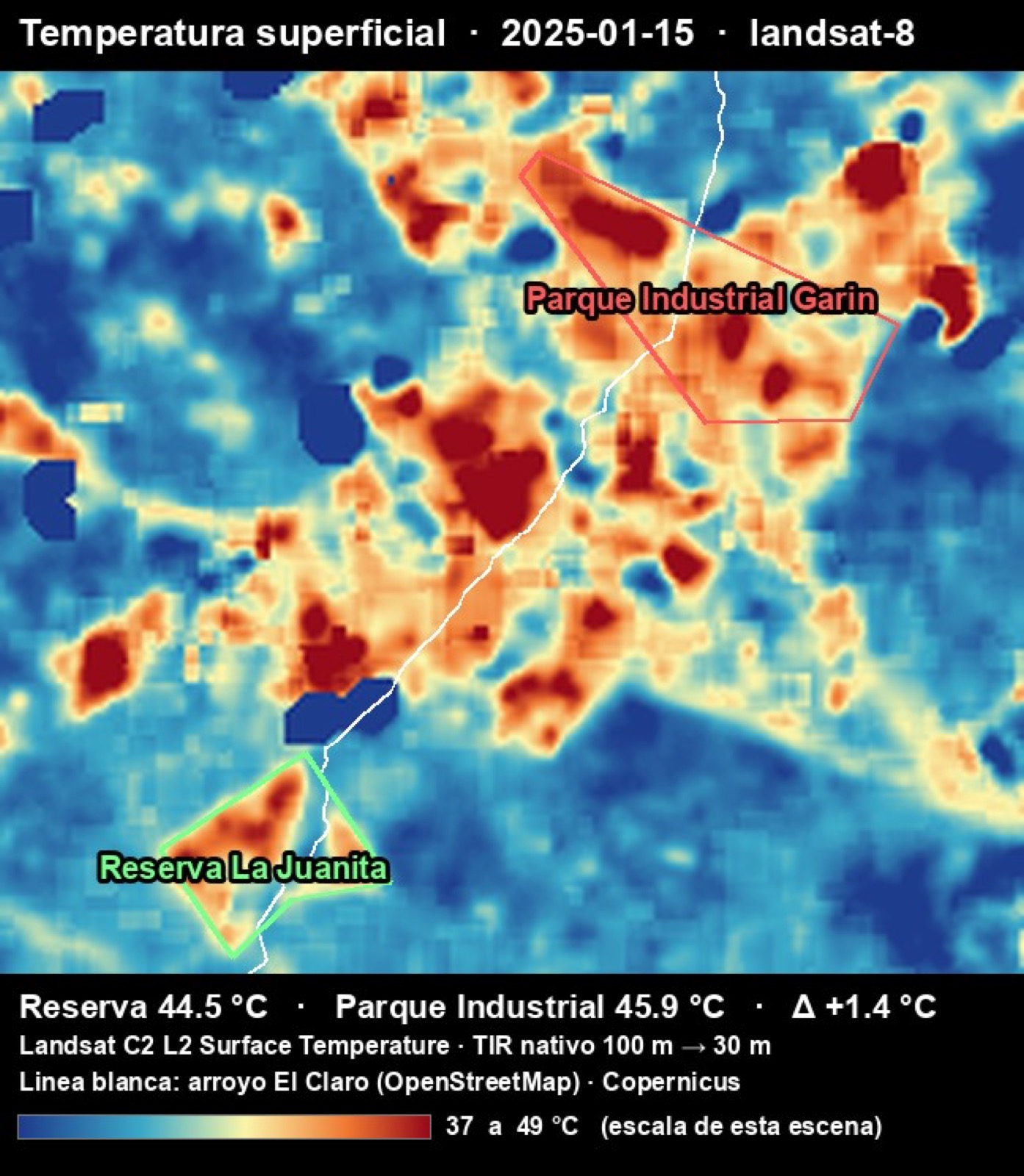 Temperatura superficial, enero 2025