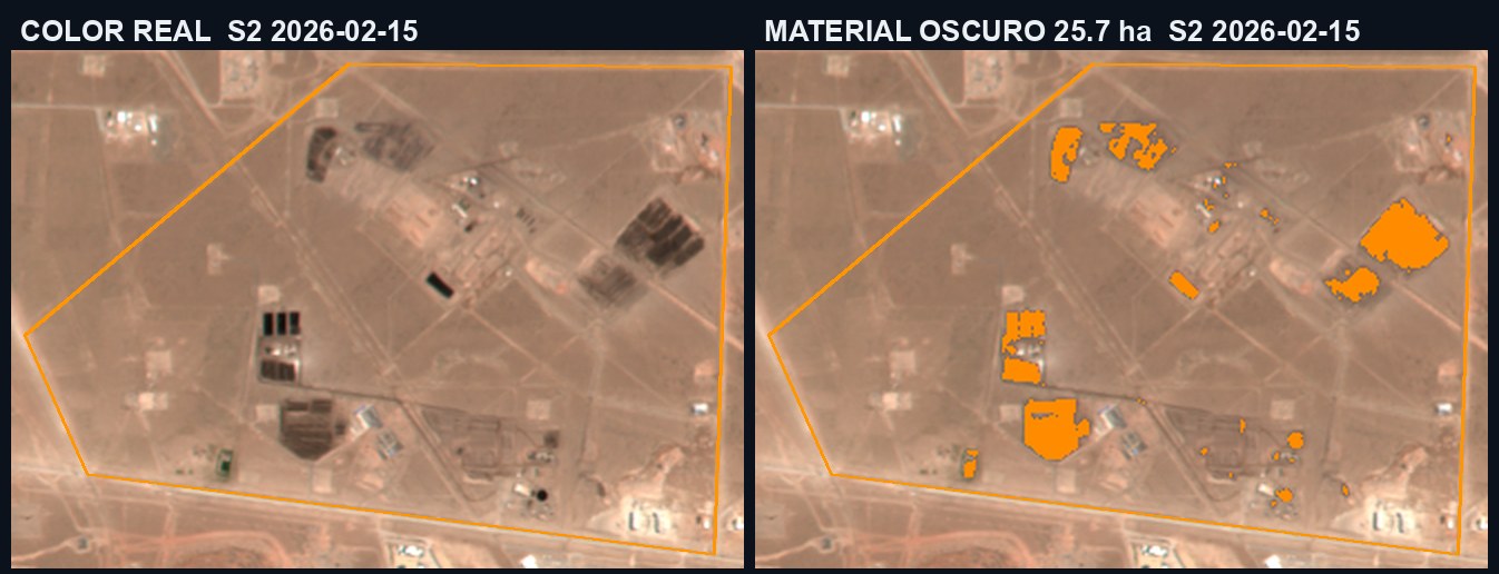 Detección de material oscuro, Sentinel-2 feb-2026