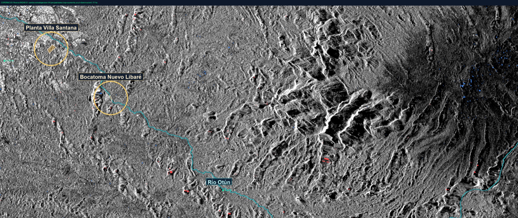 Radar Sentinel-1 cambio retrodispersión